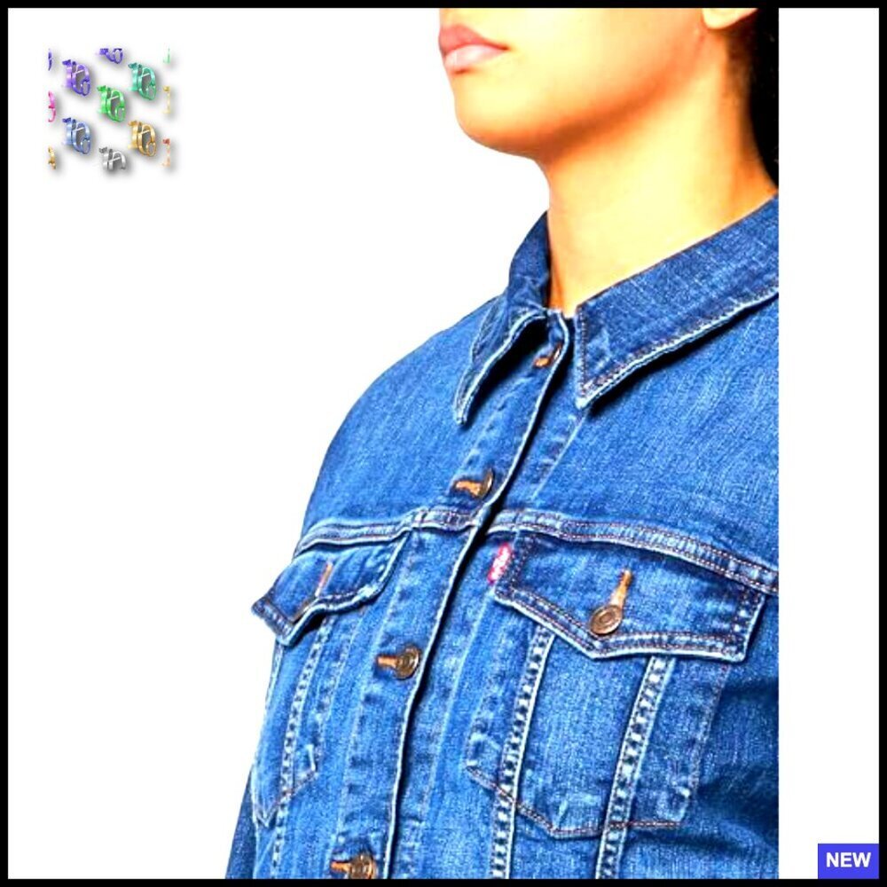 Classic Denim Trucker Jacket Premium Original Button Closure Standard Fit Chic - Picture 4 of 4